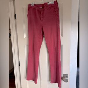 Cosmic Blue Love, rust colored bootleg pants, Size 30.